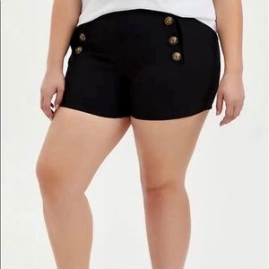 NWT Torrid Size 20 Black Nautical Retro Side Zip Shorts